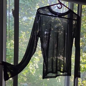 Ardene Black Sheer Long Sleeve Top SZ-